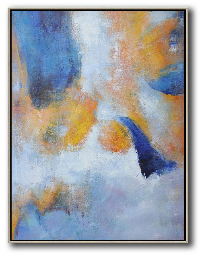 Large Modern Abstract Painting,Hand Painted Vertical Abstract Art,Abstract Art Decor,Contemporary Painting,Yellow,White,Blue.etc